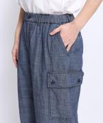 コットンリネン平織デニム　イージーワークパンツ